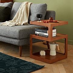 Stylish Light Brown Black Cherry Wood End Table  - Durable Plywood Construction fmy-687