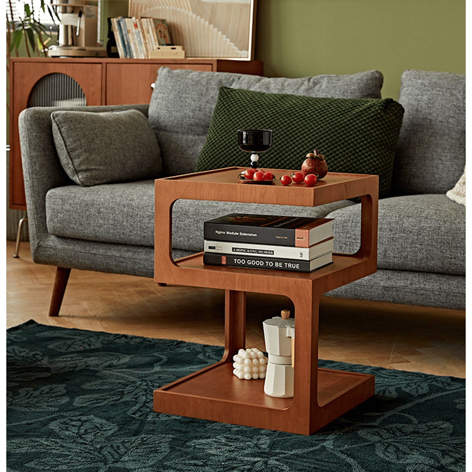 Stylish Light Brown Black Cherry Wood End Table  - Durable Plywood Construction fmy-687