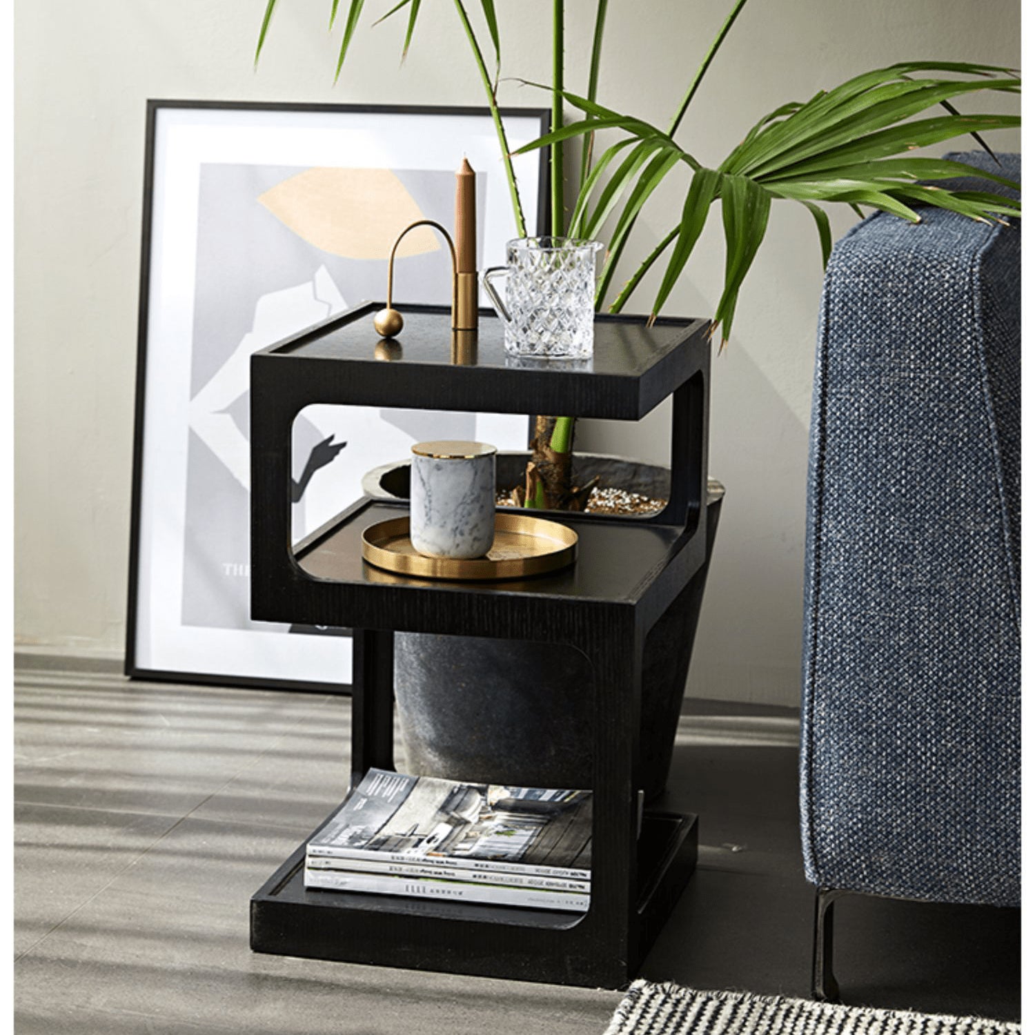 Stylish Light Brown Black Cherry Wood End Table  - Durable Plywood Construction fmy-687