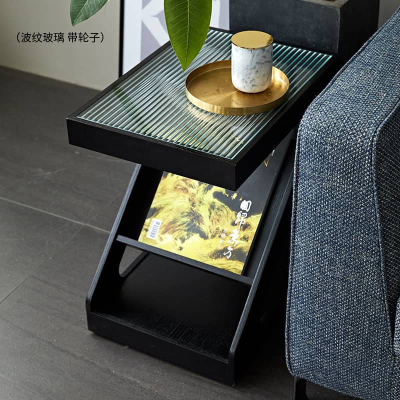 Cherry Wood End Table in Z Style with Storage - Modern for Your Rooms fmy-688