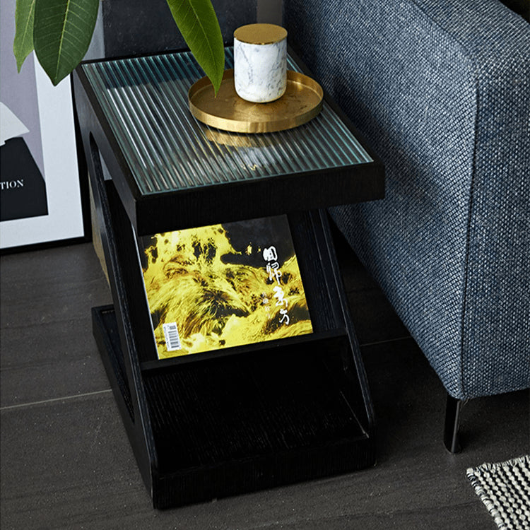 Cherry Wood End Table in Z Style with Storage - Modern for Your Rooms fmy-688