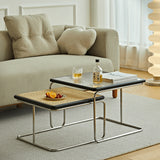 Solid Wood and Glass Coffee Table - Industrial Stylish with Metal Legs for Livingroom fmy-689