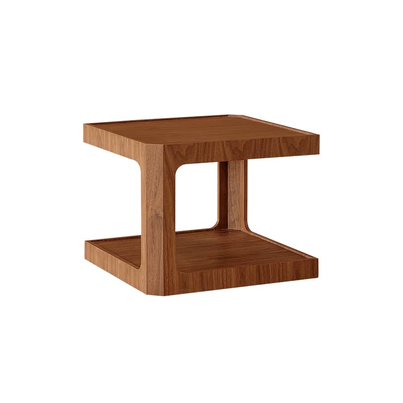 Square Cherry Wood Coffee Table with Two-tier – Sturdy Plywood Design for Livingroom fmy-690