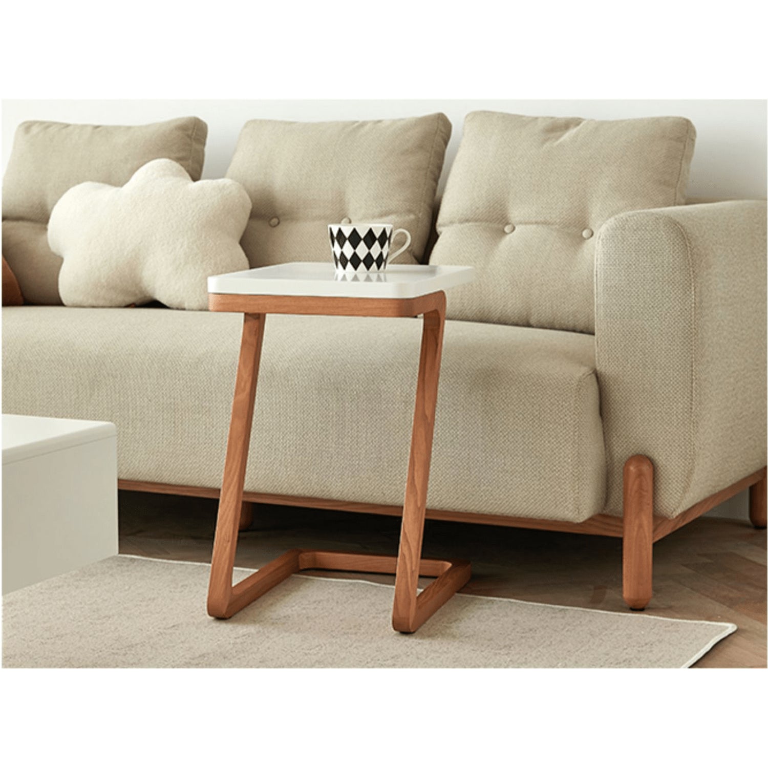 Elegant Natural Light Brown End Table – Solid & Laminated Wood Design fmy-693