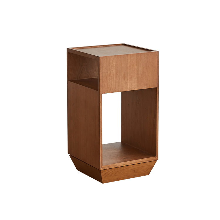 Laminated Wood End Table with Rotatable Base - Modern Design with Storage for Bedroom and LIvingroom fmy-695