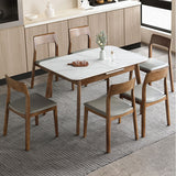 Modern Rectangular Extendable Dining Table with Sintered Stone Top for 6-8 Seaters 4 Legs fnl-265
