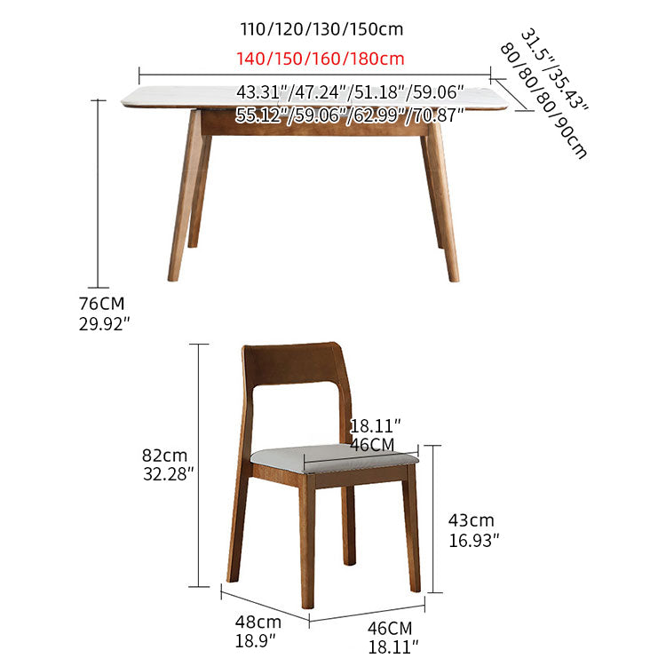 Modern Rectangular Extendable Dining Table with Sintered Stone Top for 6-8 Seaters 4 Legs fnl-265