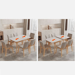 Extendable Rectangular Dining Table with Sintered Stone Top for 6 Seaters 4 Legs fnl-266