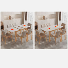 Extendable Rectangular Dining Table with Sintered Stone Top for 6 Seaters 4 Legs fnl-266