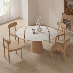 Modern Oval & Round Dining Table Extendable Design for 6-8 Seaters fnl-269