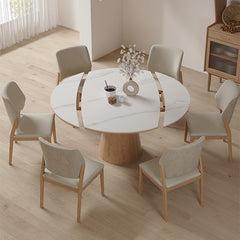 Modern Oval & Round Dining Table Extendable Design for 6-8 Seaters fnl-269