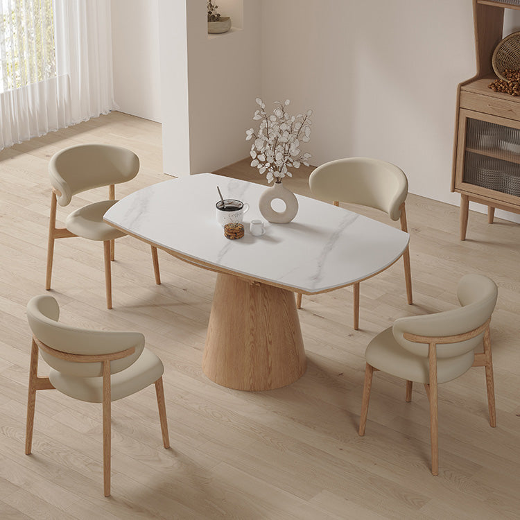 Modern Oval & Round Dining Table Extendable Design for 6-8 Seaters fnl-269