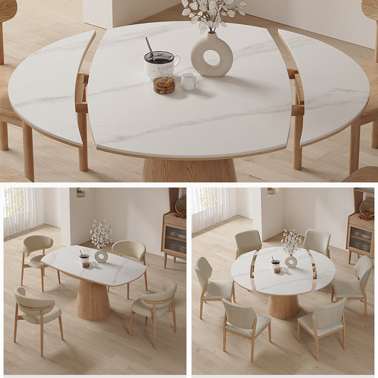 Modern Oval & Round Dining Table Extendable Design for 6-8 Seaters fnl-269