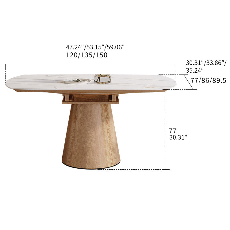 Modern Oval & Round Dining Table Extendable Design for 6-8 Seaters fnl-269