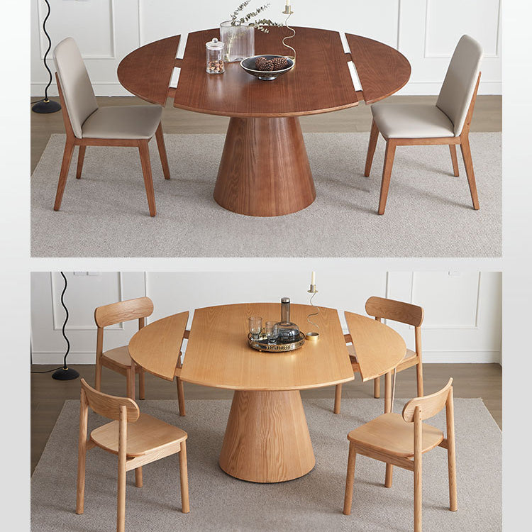 Extendable Round Solid Wood Dining Table with Pedestal for 6-8 fnl-273