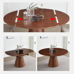 Extendable Round Solid Wood Dining Table with Pedestal for 6-8 fnl-273