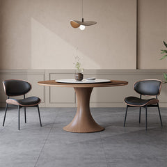 Modern Round Solid Wood Dining Table with Pedestal for 6-8 Person fnl-275