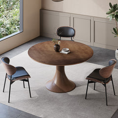 Modern Round Solid Wood Dining Table with Pedestal for 6-8 Person fnl-275