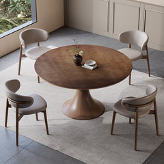 Modern Round Solid Wood Dining Table with Pedestal for 6-8 Person fnl-275