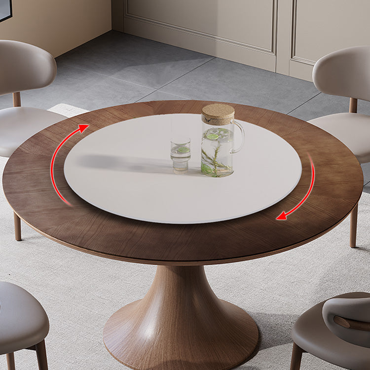 Modern Round Solid Wood Dining Table with Pedestal for 6-8 Person fnl-275