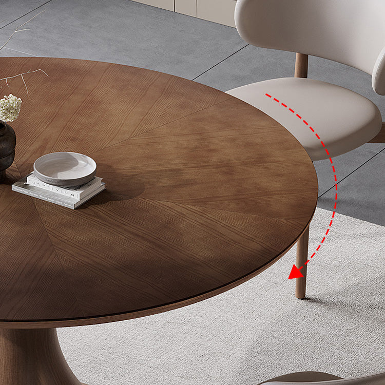 Modern Round Solid Wood Dining Table with Pedestal for 6-8 Person fnl-275