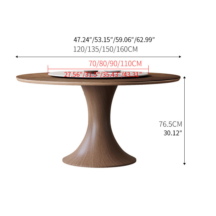 Modern Round Solid Wood Dining Table with Pedestal for 6-8 Person fnl-275