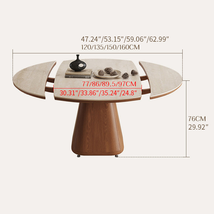 Minimalistic Round Dining Table  with Sintered  Stone Top in brown for Diningroom for fnl-277