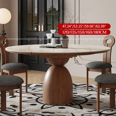 Luxurious Round Foldable Dining Table Sintered Stone Top & Pedestal for 6-8 People fnl-279