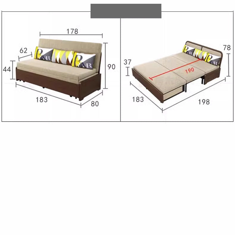 Elegant Solid Wood Sofa with Cotton-Linen Upholstery in Yellow, Brown, Light Gray, Dark Blue, and Beige fnm-954