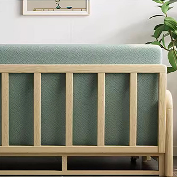 Modern Cotton-Linen Sofa in Elegant Green & Neutral Shades with Ash Wood Frame fnm-956