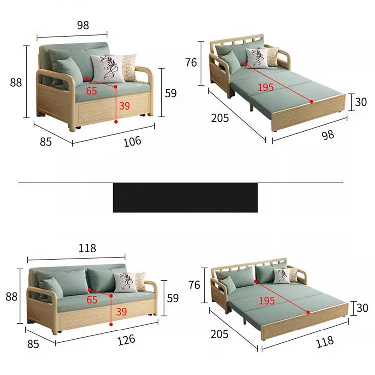 Modern Cotton-Linen Sofa in Elegant Green & Neutral Shades with Ash Wood Frame fnm-956