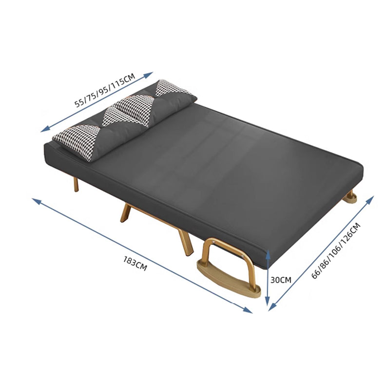 Stylish Leathaire Bed in Khaki Grey with Orange-Green Accents - Modern Comfort & Elegance foltm-1553