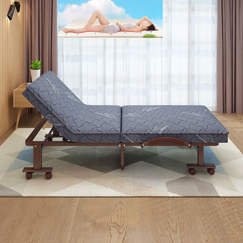 Luxurious Dark Brown Latex Suede Fabric Bed - Elegant Grey Design foltm-1556