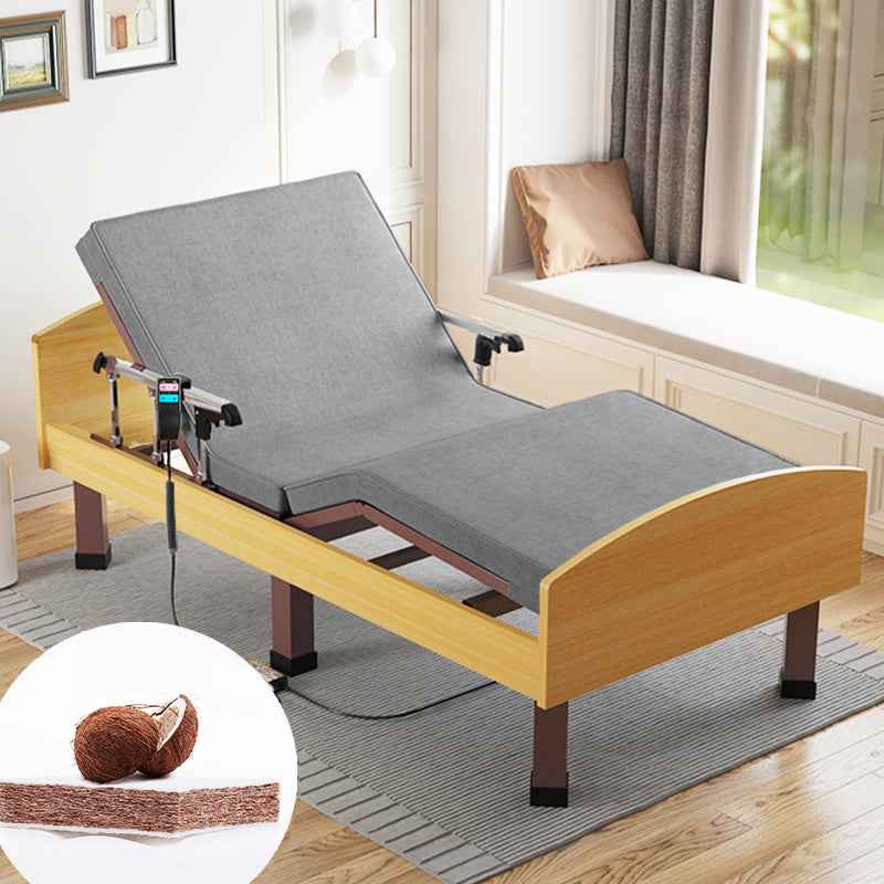 Luxurious Green and Grey Cotton-Linen Blend Bed with Coconut Palm Latex foltm-1557