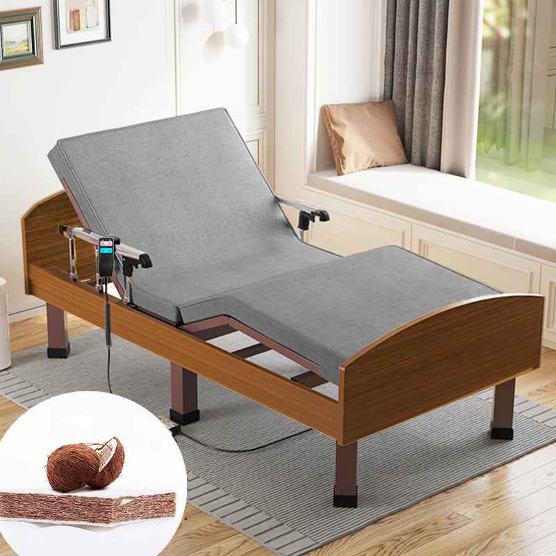 Luxurious Green and Grey Cotton-Linen Blend Bed with Coconut Palm Latex foltm-1557