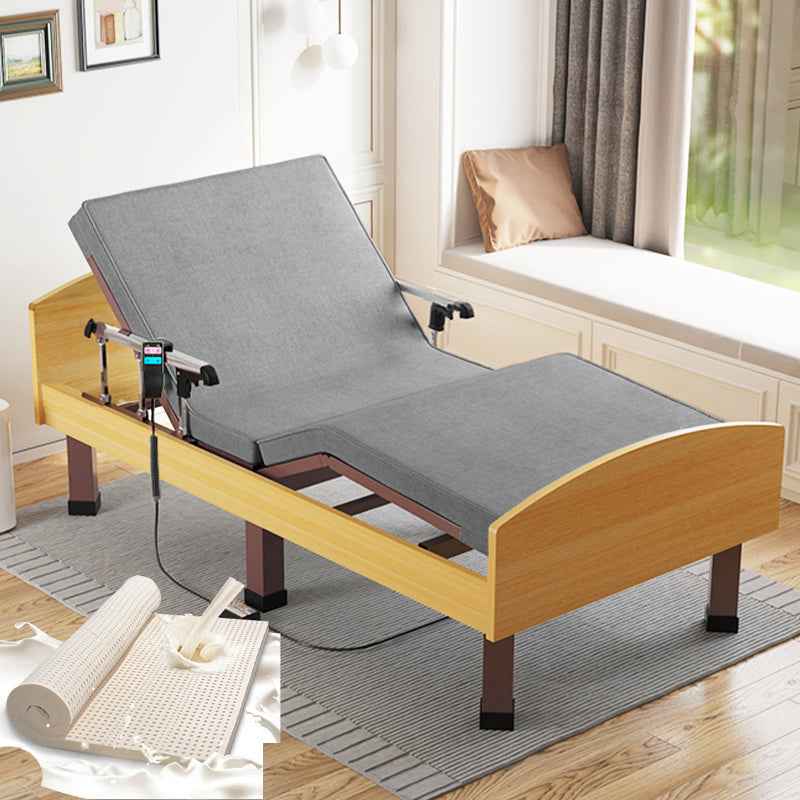 Luxurious Green and Grey Cotton-Linen Blend Bed with Coconut Palm Latex foltm-1557