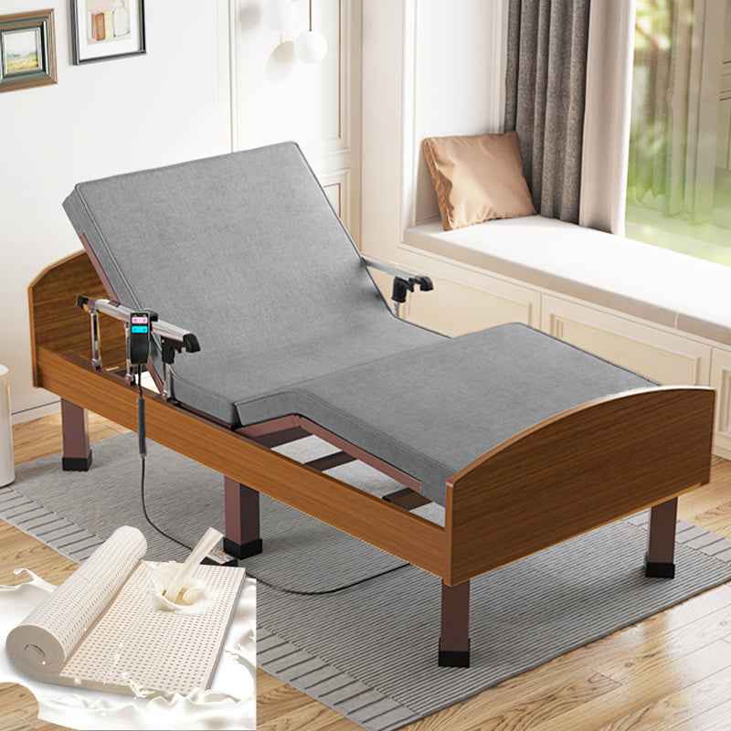 Luxurious Green and Grey Cotton-Linen Blend Bed with Coconut Palm Latex foltm-1557