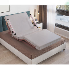 Elegant Grey-Green Solid Wood Bed with Cotton and Linen Upholstery - Coconut Palm Finish foltm-1561