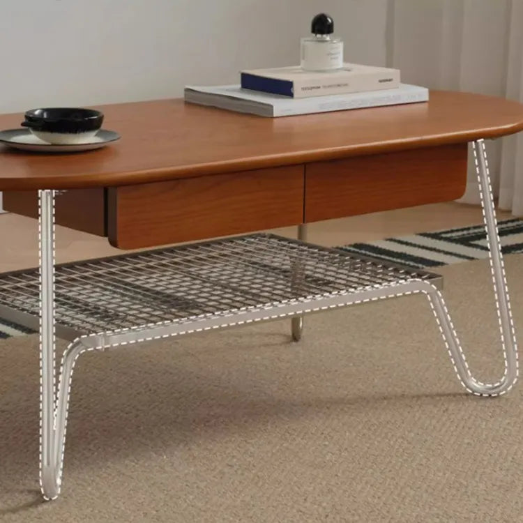 Boxwood Beech Coffee Table with Modern Metal Frame – Living Room Centerpiece fpmxm-2779
