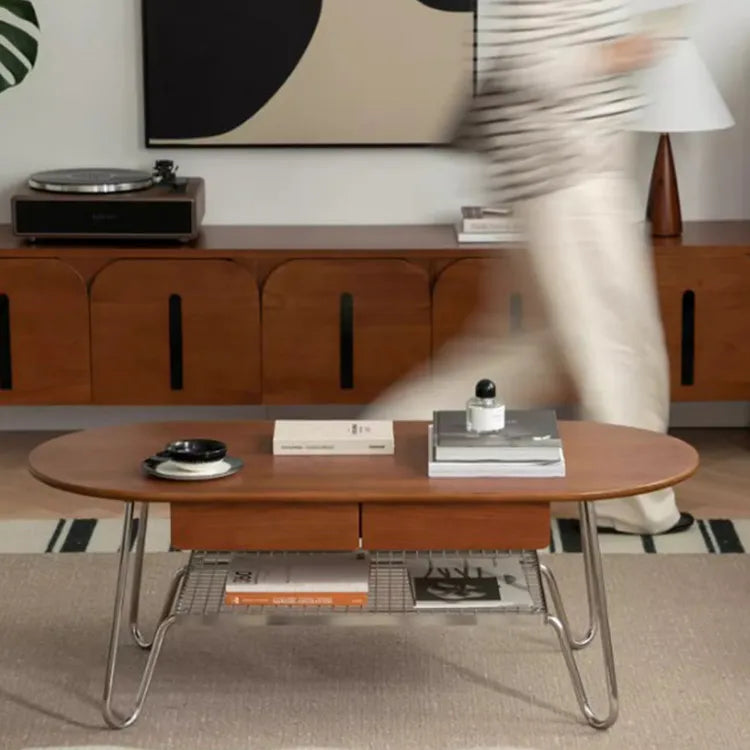 Boxwood Beech Coffee Table with Modern Metal Frame – Living Room Centerpiece fpmxm-2779