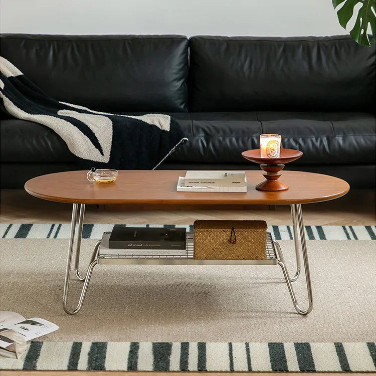 Boxwood Beech Coffee Table with Modern Metal Frame – Living Room Centerpiece fpmxm-2779