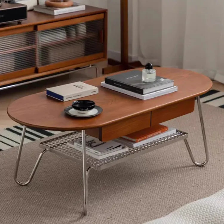 Boxwood Beech Coffee Table with Modern Metal Frame – Living Room Centerpiece fpmxm-2779