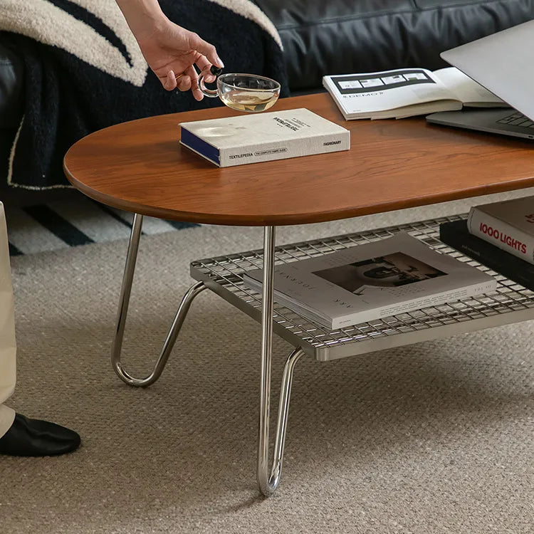 Boxwood Beech Coffee Table with Modern Metal Frame – Living Room Centerpiece fpmxm-2779