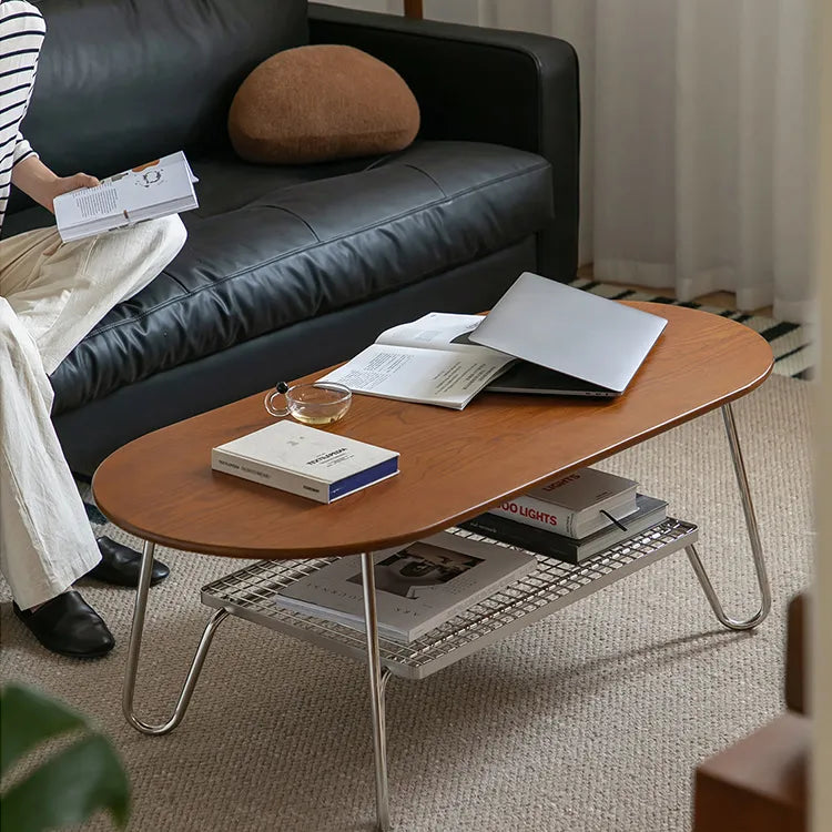 Boxwood Beech Coffee Table with Modern Metal Frame – Living Room Centerpiece fpmxm-2779
