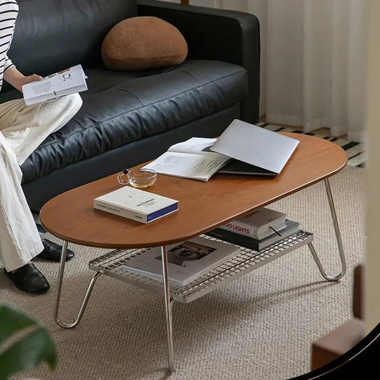 Boxwood Beech Coffee Table with Modern Metal Frame – Living Room Centerpiece fpmxm-2779