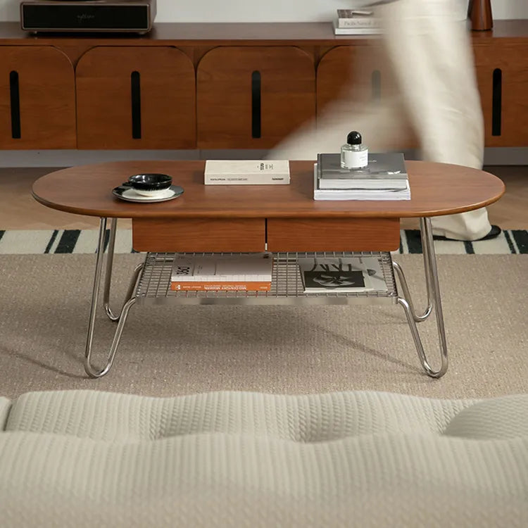 Boxwood Beech Coffee Table with Modern Metal Frame – Living Room Centerpiece fpmxm-2779