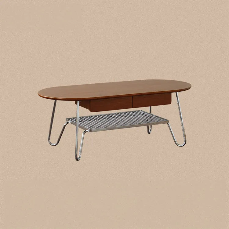 Boxwood Beech Coffee Table with Modern Metal Frame – Living Room Centerpiece fpmxm-2779