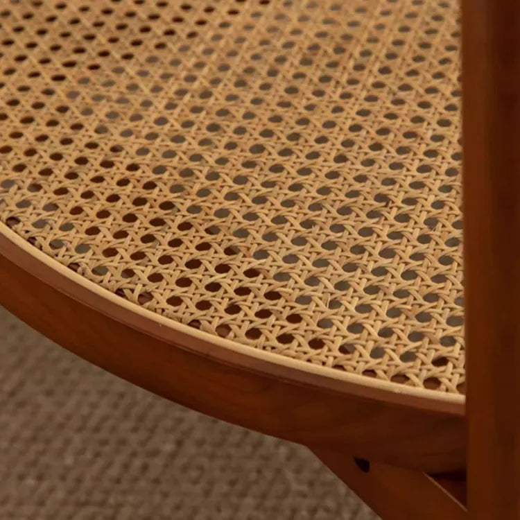 Cherry Wood & Rattan Coffee Table with Tempered Glass Top – Living Room Accent fpmxm-2780