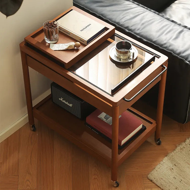 Elegant Boxwood Glass Rolling Cart for Modern Home Décor fpmxm-2783