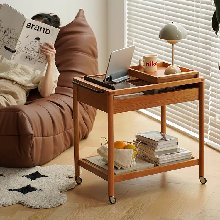 Elegant Boxwood Glass Rolling Cart for Modern Home Décor fpmxm-2783